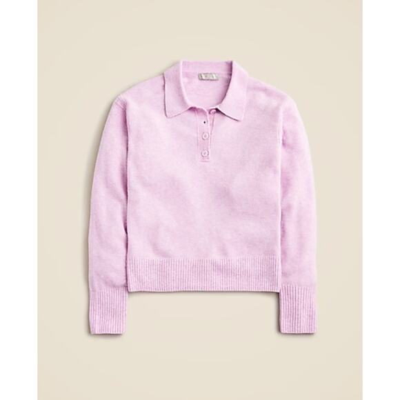 NWT J. CREW Longsleeve Sweater Polo Supersoft Yarn Merino Wool Alpaca Lilac XL - Picture 1 of 7